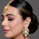 Floral Mirror Stone Earrings and Maang Tikka Set